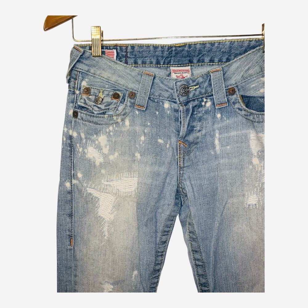 True Religion Womens Distressed Light Wash Jeans Size 24 Cameron USA Made - Picture 3 of 7
